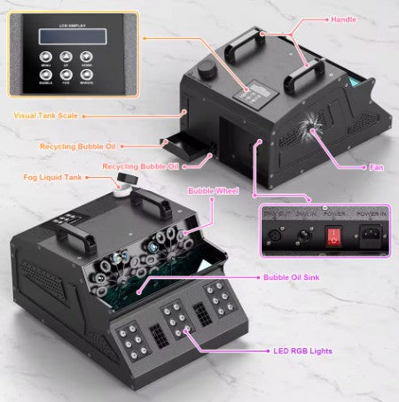1500W Rook/Bubble Machine 8 RGB 3IN1 LED
